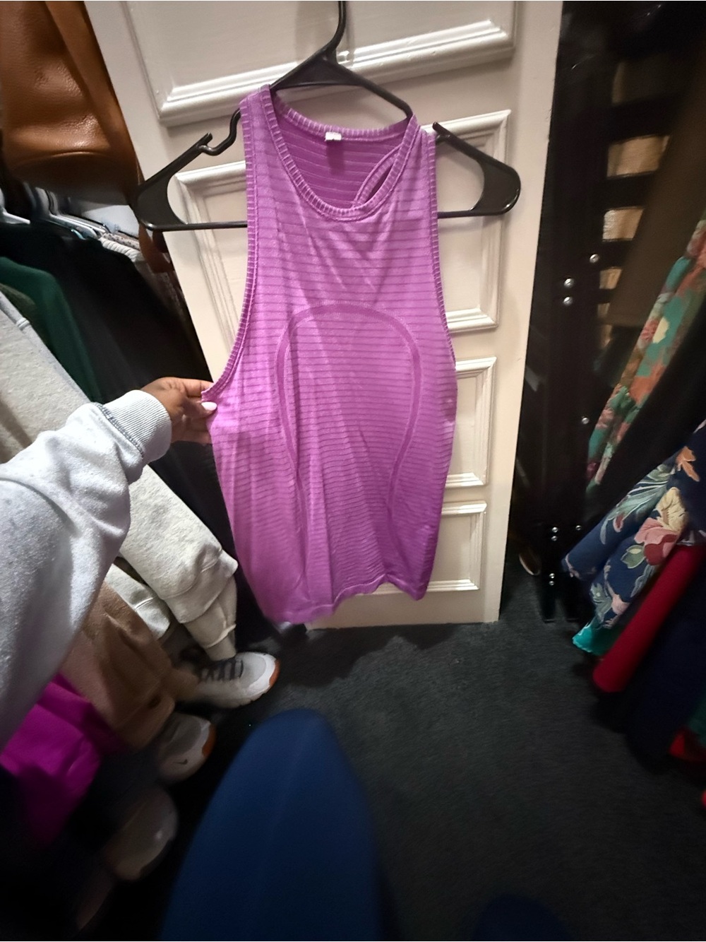 lululemon athletica Purple Striped Racerback Tank Top